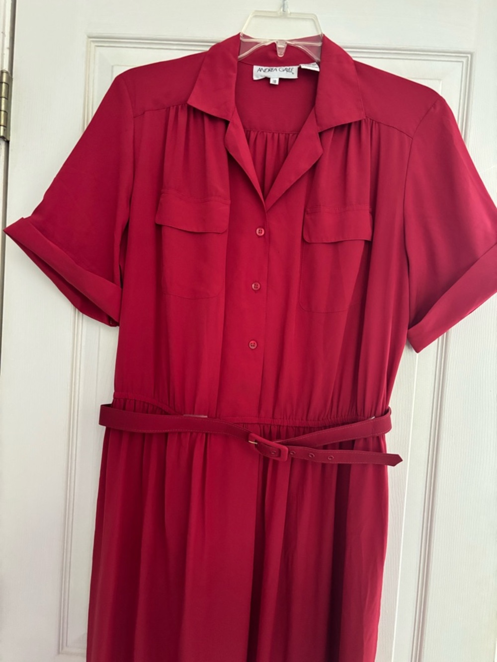 Red Andrea Gayle Shirt Dress with Belt